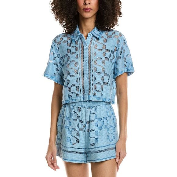 Simkhai WomensMakaia Cropped Shirt Blue